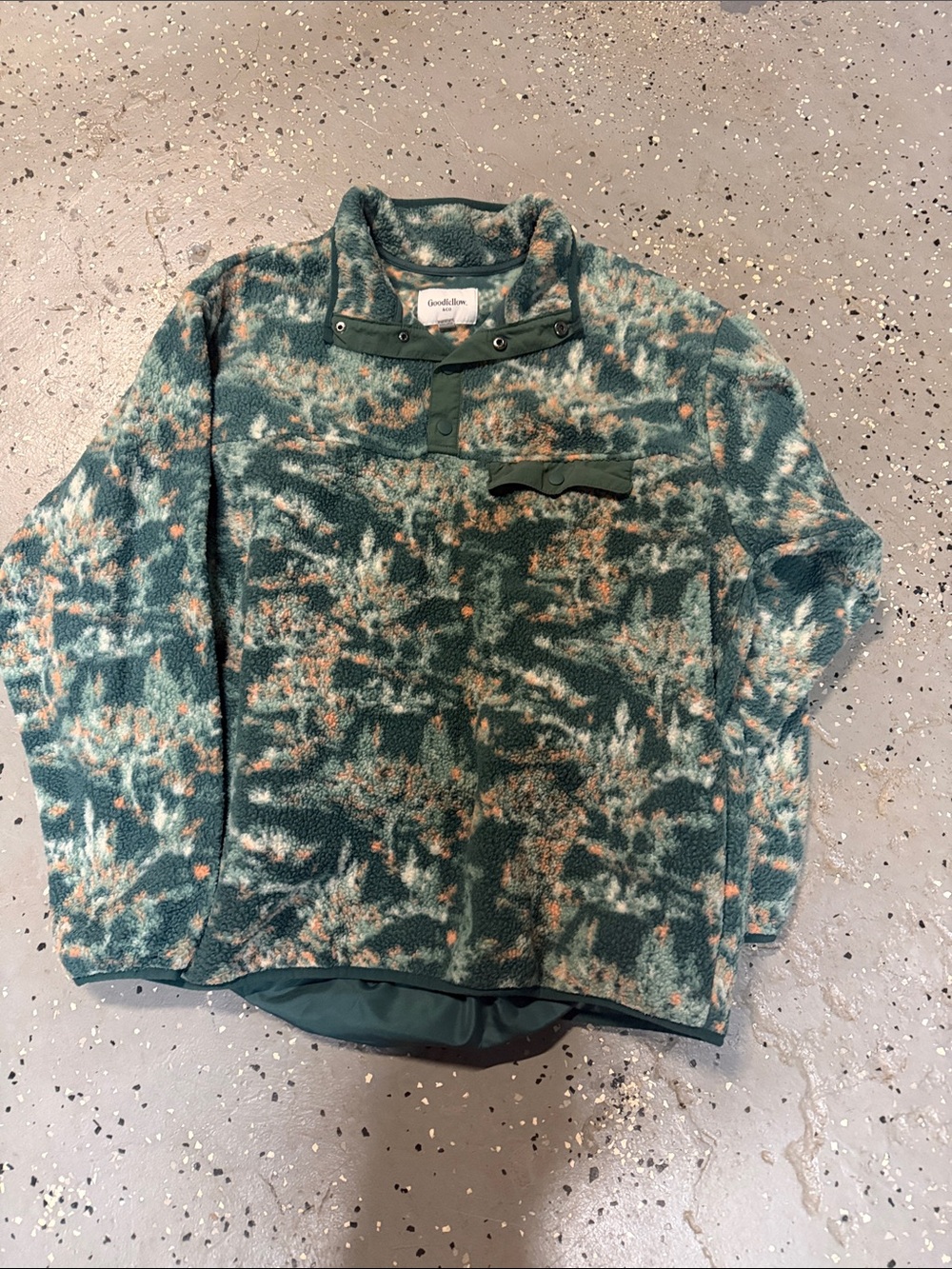 Goodfellow & Co Teal and Cream Patterned Fleece Pullover